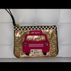 Betsey Johnson, Vintage “Off Duty,” Taxi Cab Cutch, lBlack/White/Pink/Gold, EUC